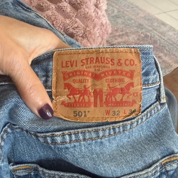 Levi's Original Button Fly 501 Straight Leg Jeans Size 32 - Picture 5 of 7